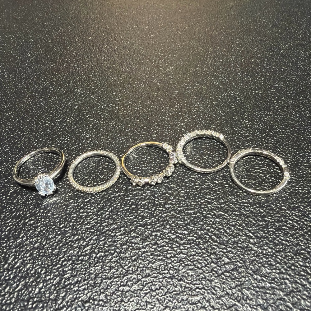 Persona Silver and Cubic zirconia Ring Collection of 5 Size 9 (2cm)
